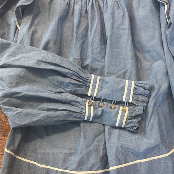 Ulla Johnson Ester Ruffled Cotton-Chambray Blouson
Sleeve Blouse Blue size 0 - Picture 3 of 9